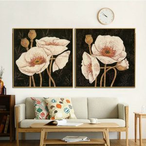 Bộ 2 tranh hoa poppy trắng CV02392
