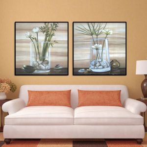 Bộ 2 tranh cốc hoa trắng CV02393