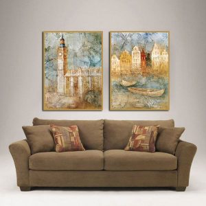 Bộ 2 tranh đồng hồ Big Ben phong cách cổ điển CV02396