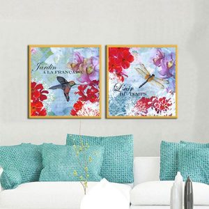 Bộ 2 tranh hoa cỏ và động vật CV02398
