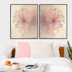 Bộ 2 tranh hoa bồ công anh hồng CV02407