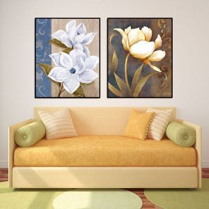 Bộ 2 tranh hoa vintage CV02408