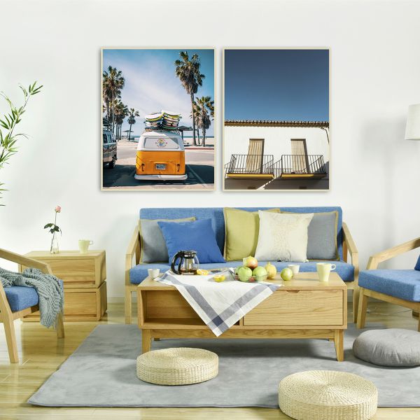 Bộ 2 tranh cảnh thiên nhiên xe và cửa phòng CV0241 1 Bộ 2 tranh cảnh thiên nhiên xe và cửa phòng CV0241