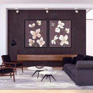 Bộ 2 tranh hoa trắng CV02411