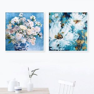 Bộ 2 tranh hoa xanh CV02421