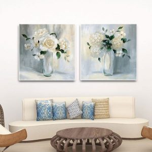 Bộ 2 tranh hoa hồng trắng CV02429