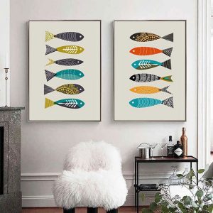 Bộ 2 tranh cá màu sắc CV02434