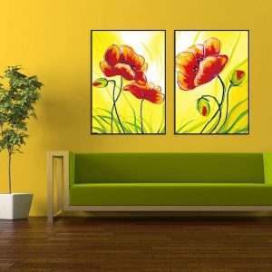 Bộ 2 tranh hoa đỏ CV02442