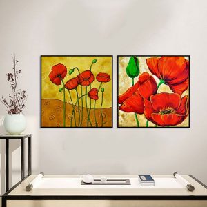 Bộ 2 tranh hoa poppy đỏ CV02448