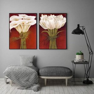 Bộ 2 tranh bó hoa trắng CV02462