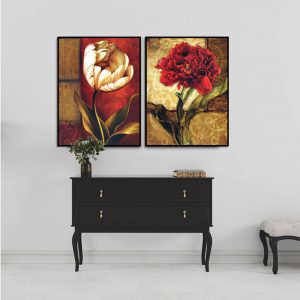 Bộ 2 tranh vẽ hoa nghệ thuật cổ điển CV02471