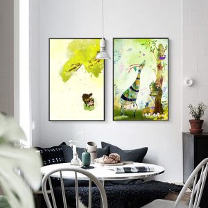 Bộ 2 tranh vẽ động vật ngộ nghĩnh CV02513