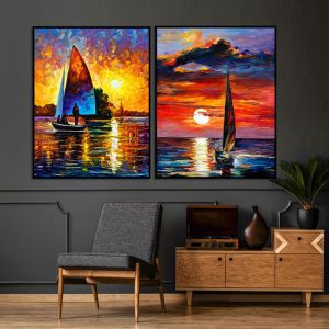 Bộ 2 tranh vẽ sơn dầu nghệ thuật sắc màu CV02516