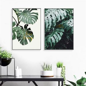 Bộ 2 tranh lá xanh nghệ thuật CV02556