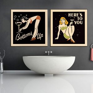 Bộ 2 tranh cô gái và ly rượu CV02557