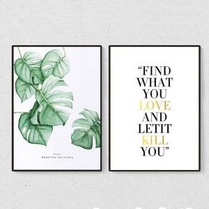 Bộ 2 tranh lá và chữ nghệ thuật CV0257