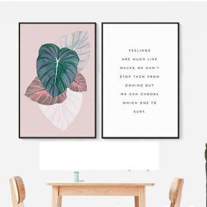 Bộ 2 tranh lá và chữ nghệ thuật CV0258