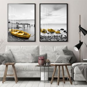 Bộ 2 tranh nghệ thuật thuyền vàng CV02602
