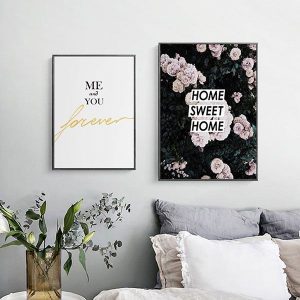 Bộ 2 tranh bụi hoa hồng và chữ nghệ thuật CV0261