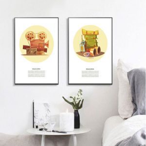 Bộ 2 tranh vẽ máy ảnh và ống nhòm CV02620