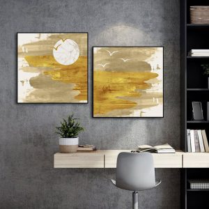 Bộ 2 tranh sơn dầu nghệ thuật ánh trăng CV02638