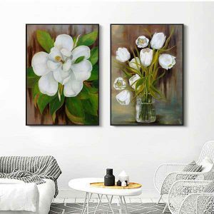 Bộ 2 tranh sơn dầu hoa nghệ thuật CV02646