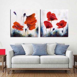 Bộ 2 tranh hoa poppy đỏ CV02649