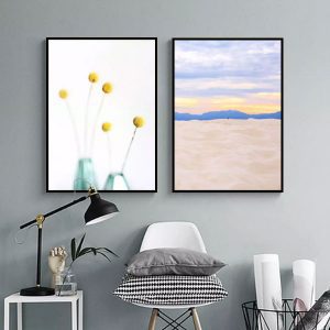 Bộ 2 tranh bình hoa vàng CV02655