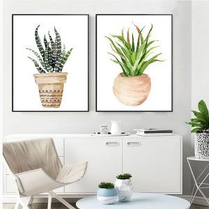 Bộ 2 tranh chậu cây xanh CV0266