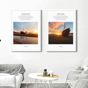 Bộ 2 tranh con thuyền và bình minh CV0268