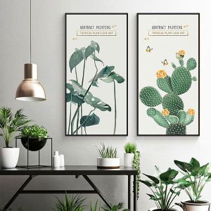 Bộ 2 tranh cây lá xanh và chữ nghệ thuật CV0270