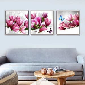 Bộ 3 tranh ghép hoa và bướm CV03101