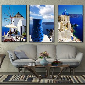 Bộ 3 tranh cảnh những ngôi nhà trắng ở Santorini CV03109