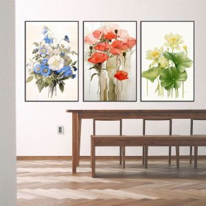 Bộ 3 tranh vẽ các loài hoa CV03136
