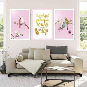 Bộ 3 tranh chim vẹt và chữ nghệ thuật CV03157