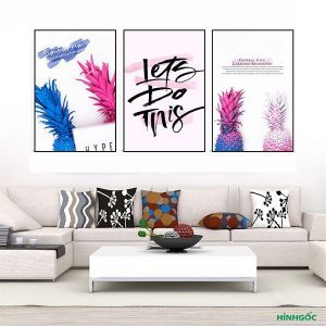 Bộ 3 tranh quả dứa hồng và xanh CV03158