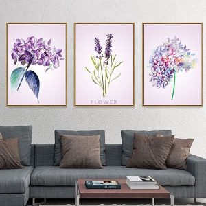 Bộ 3 tranh cành hoa tím CV03162