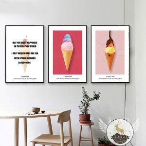 Bộ 3 tranh cây kem và chữ nghệ thuật CV03168