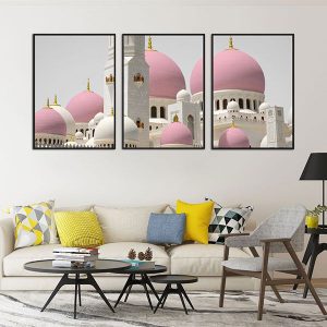 Bộ 3 tranh ghép cung điện màu hồng CV03175