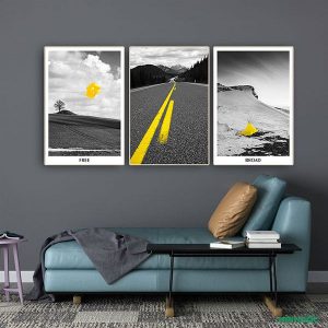 Bộ 3 tranh con đường và bóng bay vàng CV03177