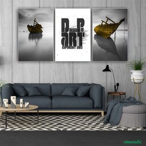 Bộ 3 tranh thuyền trên biển CV03181