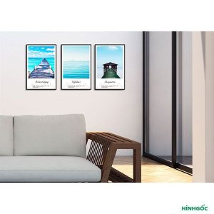Bộ 3 tranh biển xanh CV03189