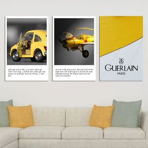 Bộ 3 tranh oto và máy bay vàng CV03210