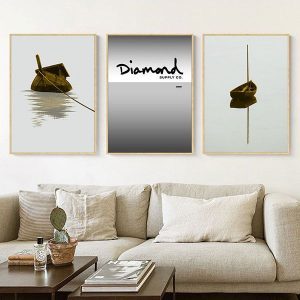 Bộ 3 tranh thuyền và biển chữ Diamond CV03214