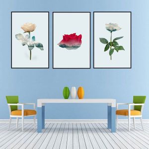 Bộ 3 tranh hoa hồng trắng và đỏ CV03222