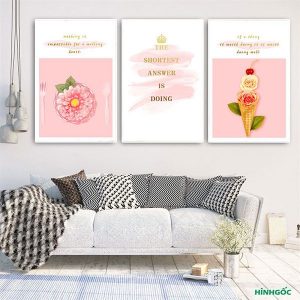 Bộ 3 tranh cây kem hoa hồng CV03223