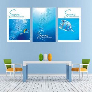 Bộ 3 tranh cá và đại dương xanh CV03226