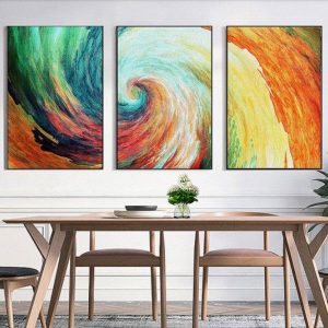 Bộ 3 tranh ghép xoáy sắc màu CV03267