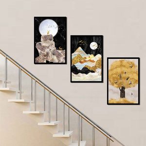 Bộ 3 tranh trừu tượng động vật và thiên nhiên CV03276