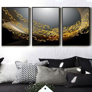 Bộ 3 tranh đàn cá vàng nghệ thuật CV03281